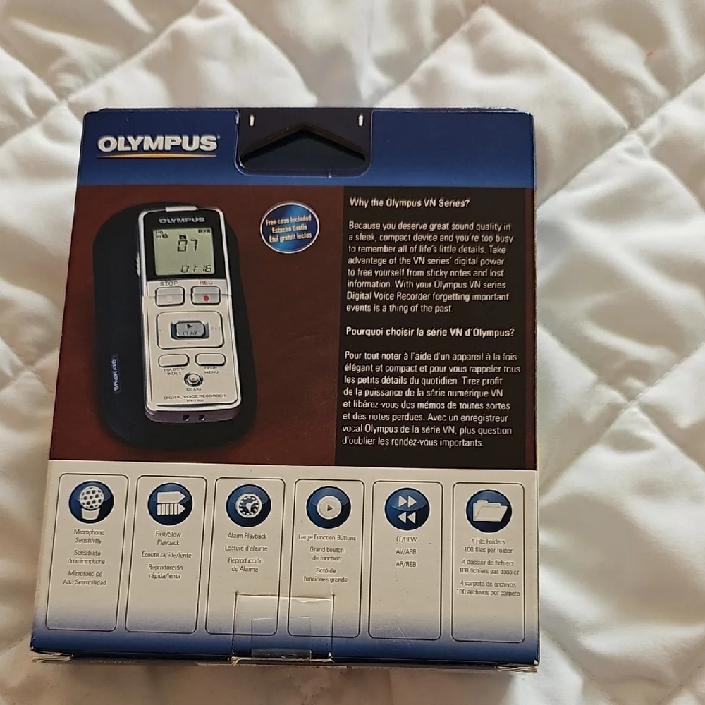 Olympus VN-7000 Voice Recorder with White and Gray Design - Picture 3 of 3